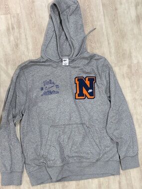 Nike Gray Hoodie with Navy and Orange Varsity 'N' Patch
